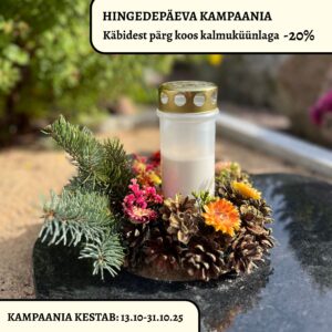 Käbidest pärg koos kalmuküünlaga (90h)