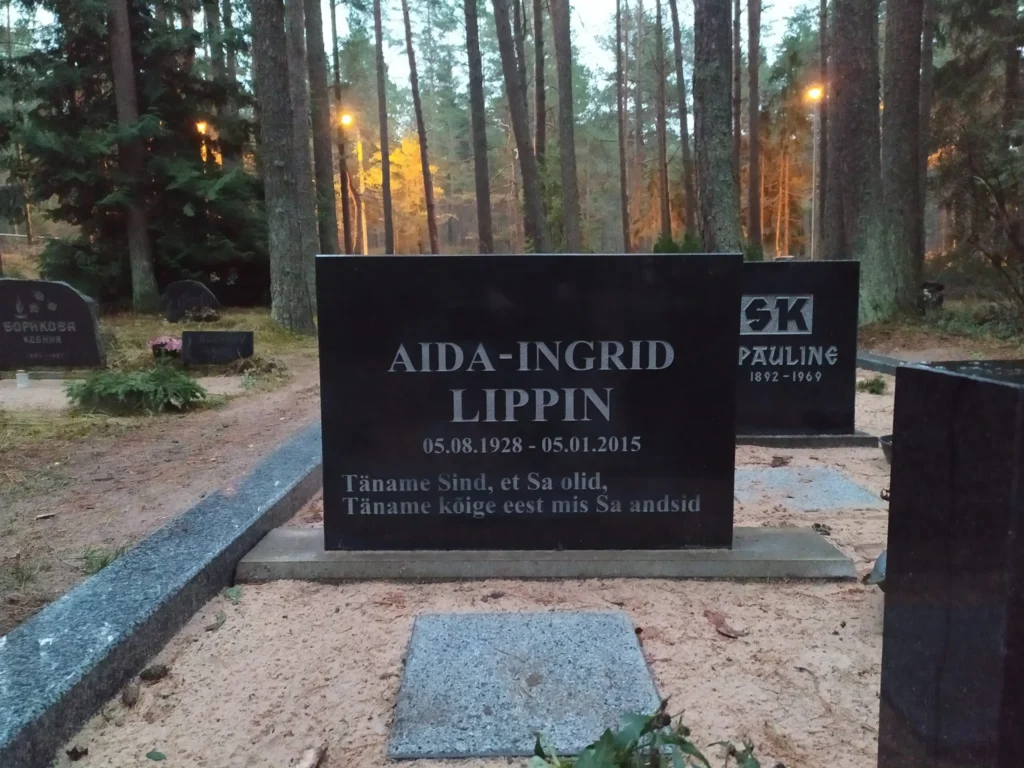 meie valmistatud kandiline ja üleni poleeritud mustast graniidist hauakivi hauaplatsil